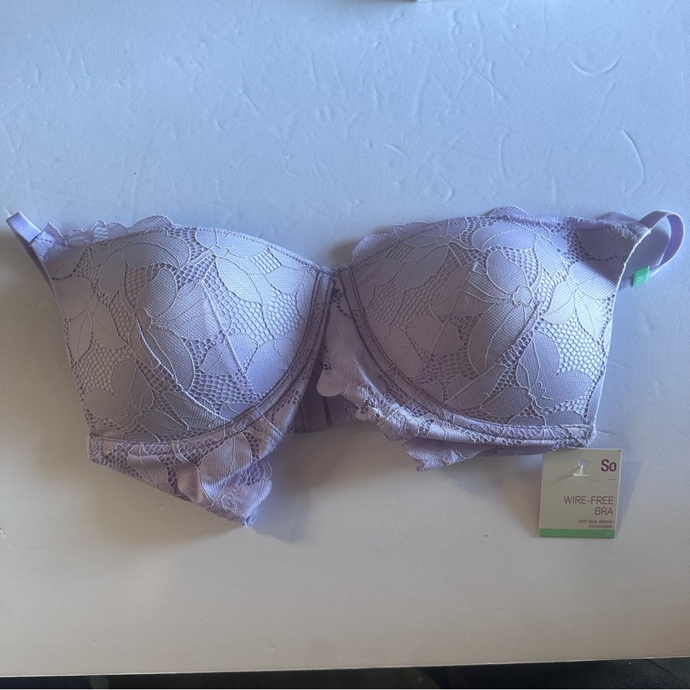 SO Women's Wire-Free Lace Bra - Lavender